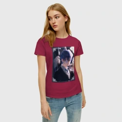 Женская футболка хлопок Тёмный дворецкий Сиэль Фантомхайв пьет чай - фото 2