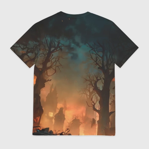 Мужская футболка 3D с принтом Некромант-охотник, вид сзади #1