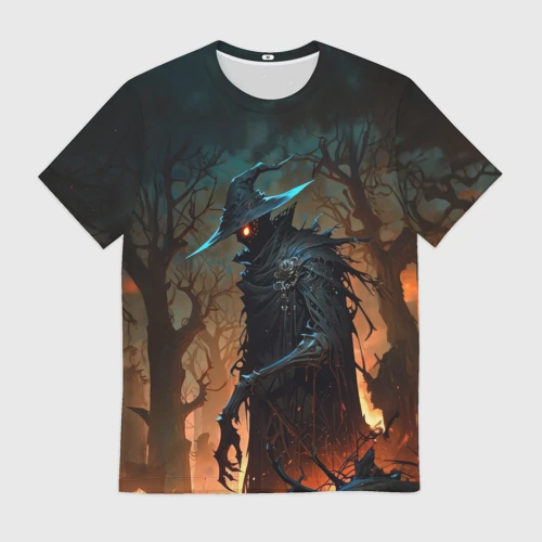Мужская футболка 3D с принтом Некромант-охотник, вид спереди #2
