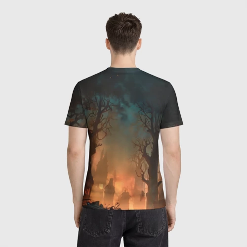 Мужская футболка 3D с принтом Некромант-охотник, вид сзади #2