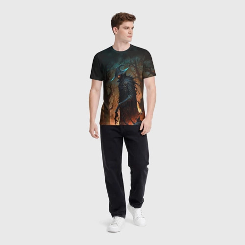 Мужская футболка 3D с принтом Некромант-охотник, вид сбоку #3