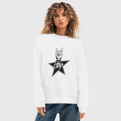 Женский свитшот oversize без начеса хлопок Егор рок звезда - фото 2