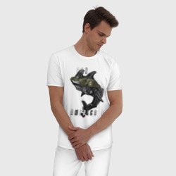 Пижама с принтом Мото животное для мужчины, вид на модели спереди №2. Цвет основы: белый