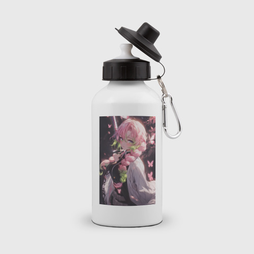 Бутылка спортивная с принтом Клинок, рассекающий демонов Мицури Канродзи столп любви, вид спереди №1