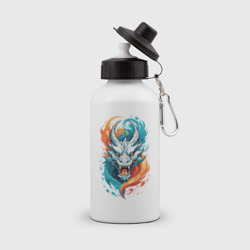 Белый дракон в клубах дыма и огне стилизованном под символ Инь Ян – Бутылка спортивная с принтом купить со скидкой в -15%