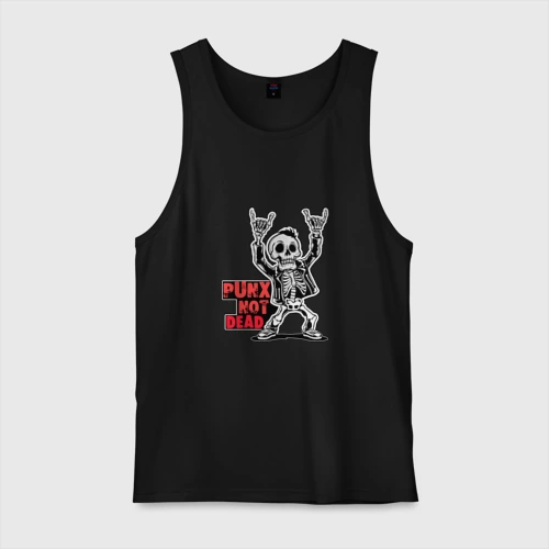 Мужская майка хлопок Череп с козой punks not dead