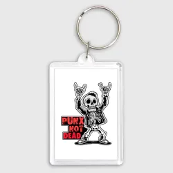 Брелок прямоугольный 35*50 Череп с козой punks not dead