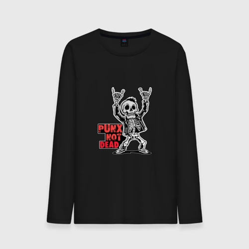 Мужской лонгслив хлопок Череп с козой punks not dead