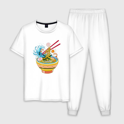 Мужская пижама из хлопка с принтом Food ramen, вид спереди №1