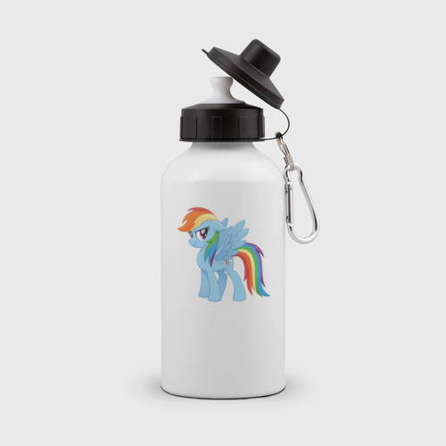 Бутылка спортивная с принтом Рейнбоу Дэш из My Little Pony в кино, вид спереди №1