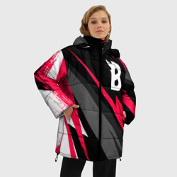 Куртка с принтом Beastars electro lines для женщины, вид на модели спереди №2. Цвет основы: черный