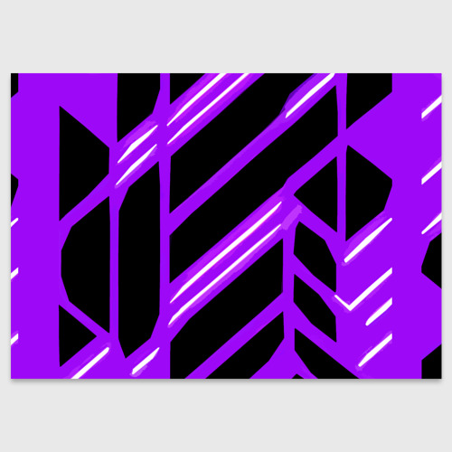 Поздравительная открытка с принтом Чёрно-белые полосы на фиолетовом фоне, вид спереди №1