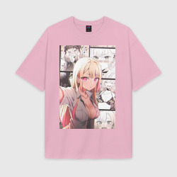 Женская футболка Oversize хлопок texturе Эта фарфоровая кукла влюбилась - секси Марин Китагава: коллаж стеснение