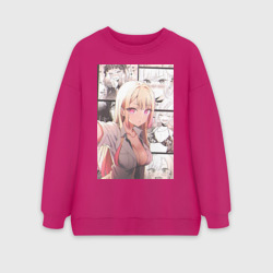 Женский свитшот oversize без начеса хлопок Эта фарфоровая кукла влюбилась - секси Марин Китагава: коллаж стеснение