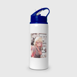 Бутылка для воды с трубочкой Эта фарфоровая кукла влюбилась - секси Марин Китагава: коллаж стеснение