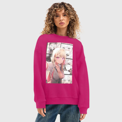 Женский свитшот oversize без начеса хлопок Эта фарфоровая кукла влюбилась - секси Марин Китагава: коллаж стеснение - фото 2