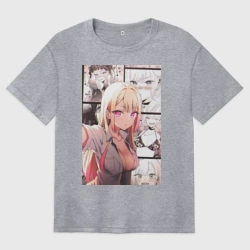 Женская футболка хлопок Oversize Эта фарфоровая кукла влюбилась - секси Марин Китагава: коллаж стеснение