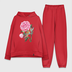 Женский костюм хлопок Oversize Ветка пионов