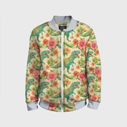 Детский бомбер 3D Динозавр в цветах