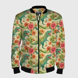 Мужской бомбер 3D Динозавр в цветах