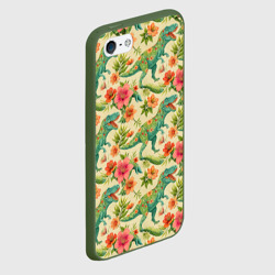Чехол для iPhone 5/5S матовый Динозавр в цветах - фото 2