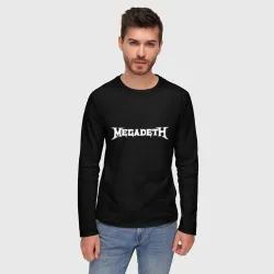 Мужской лонгслив 3D Megadeth logo white - фото 2