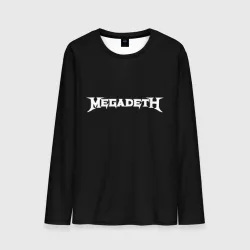 Мужской лонгслив 3D Megadeth logo white