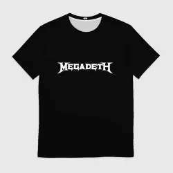 Мужская футболка 3D Megadeth logo white
