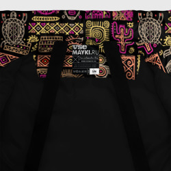 Куртка с принтом Африка - этнический орнамент для женщины, вид на модели спереди №5. Цвет основы: черный