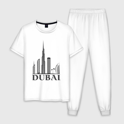 Мужская пижама из хлопка с принтом Dubai city style, вид спереди №1