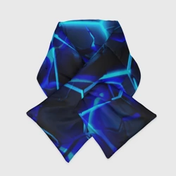 Шарф-пуховик 3D Яркие голубые  неоновые плиты с разломами
