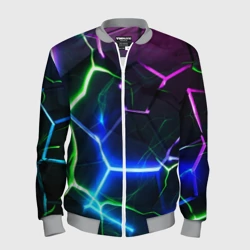 Мужской бомбер 3D Микс из разломленных плит и неоновое свечения 