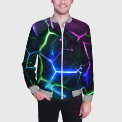 Мужской бомбер 3D Микс из разломленных плит и неоновое свечения  - фото 2