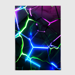 Постер Микс из разломленных плит и неоновое свечения 