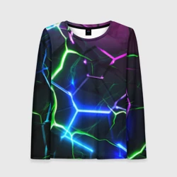 Женский лонгслив 3D Микс из разломленных плит и неоновое свечения 