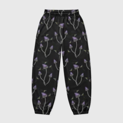 Женские джоггеры оверсайз 3D Поганки и светлячки на черном - паттерн