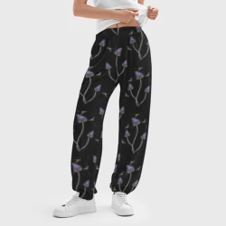 Женские джоггеры оверсайз 3D Поганки и светлячки на черном - паттерн - фото 2