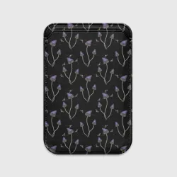 Картхолдер Magsafe магнитный Поганки и светлячки на черном - паттерн
