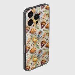 Чехол для iPhone 16 Pro Max силиконовый с защитой камеры Кофе, круассан и пирожок - фото 2