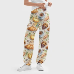 Женские джоггеры оверсайз 3D Кофе, круассан и пирожок - фото 2