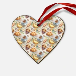 Деревянная игрушка Сердце Кофе, круассан и пирожок