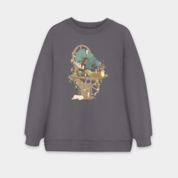 Женский свитшот oversize без начеса хлопок Принцесса Мононоке: Studio Ghibli