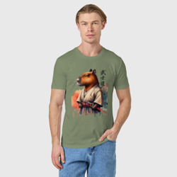 Мужская футболка хлопок Capybara samurai - ai art fantasy - фото 2