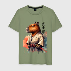Мужская футболка хлопок Capybara samurai - ai art fantasy