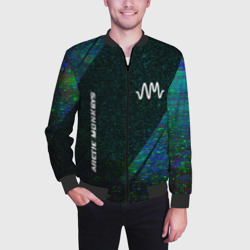 Мужской бомбер 3D Arctic Monkeys glitch blue - фото 2
