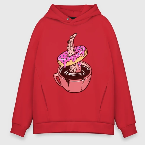 Мужское худи Oversize хлопок Пончик и осьминог