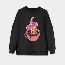Женский свитшот oversize без начеса хлопок Пончик и осьминог