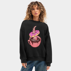 Женский свитшот oversize без начеса хлопок Пончик и осьминог - фото 2