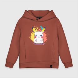 Детское худи Oversize хлопок Белый Пикачу