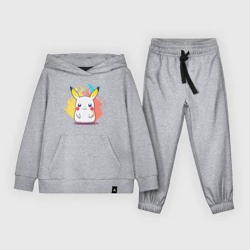 Детский костюм с толстовкой хлопок Белый Пикачу